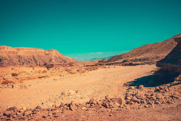 Vista Del Desierto Día Soleado Brillante Parque Timna Desierto Arava — Foto de Stock