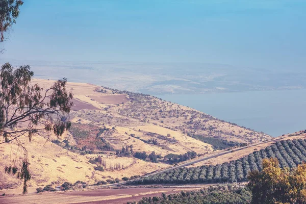 Vista Aérea Costa Del Mar Galilea Cerca Tiberíades Israel — Foto de Stock