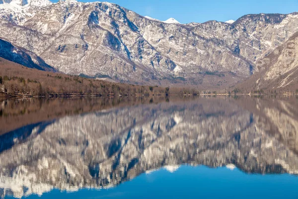 Mountain lake with reflection. Lake Bohinj, Slovenia