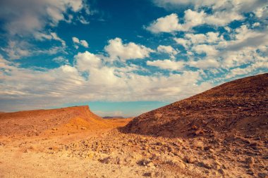 Negev çölünde Milli Parkta Makhtesh Ramon Krateri, İsrail