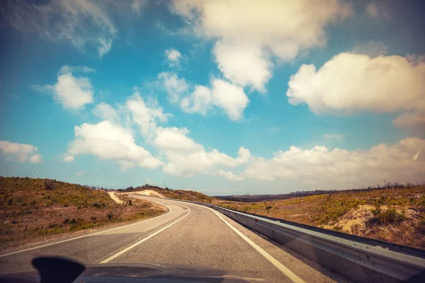 Conduire Une Voiture Sur Une Route Montagne Sinueuse Portugal Par — Photo