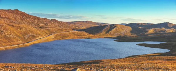 Beau Lac Coucher Soleil Nature Sauvage Norvège Nordkapp Île Mageroya — Photo