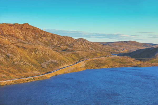 Gyönyörű Naplementekor Vad Természet Norvégia Nordkapp Mageroya Sziget — Stock Fotó