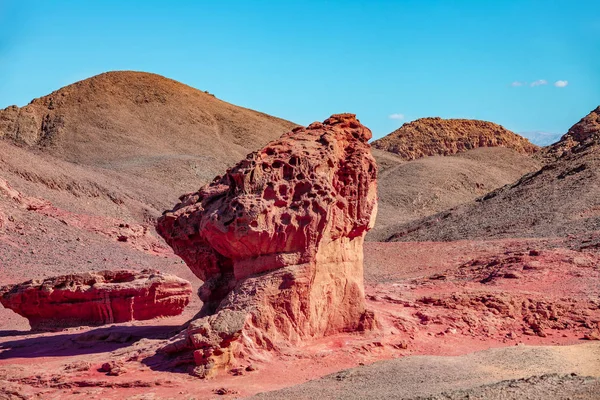 Pustynny Krajobraz Skała Piaskowca Timna Park Izrael — Zdjęcie stockowe