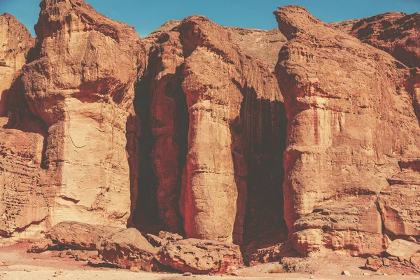 Timna Tal Wüstenlandschaft Ein Meilenstein Sandsteinfelsen Timna Park Mit König — Stockfoto