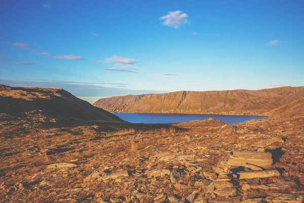 Rocky Sea Coast Barents Sea Sunset Beautiful Wild Landscape North — Stock Photo, Image