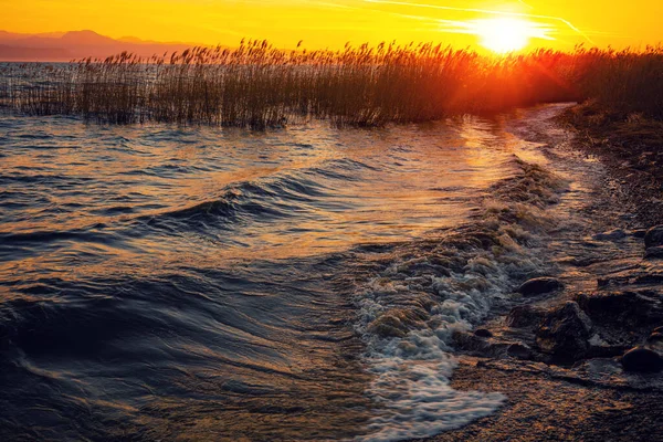 Early Morning Sunrise Lake Garda Lake Lago Garda Italy Europe — Stock Photo, Image