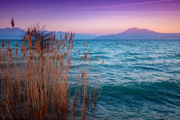 Dini Hari Matahari Terbit Atas Danau Danau Garda Lago Garda — Stok Foto