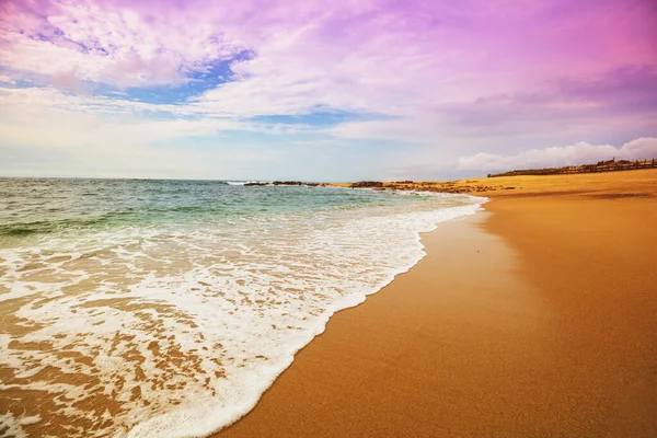 Paisaje Marino Por Noche Playa Desierta Playa Arena Con Hermoso — Foto de Stock