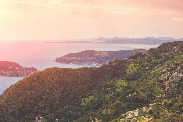 Luftaufnahme Der Französischen Riviera Bei Nizza Vom Berg Aus Cote — Stockfoto