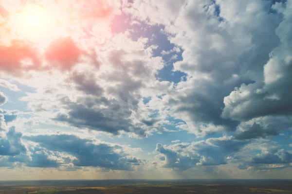 Kék Felhőkkel Vidéken Absztrakt Természet Háttér Légi Felvétel Égbolt Textúra — Stock Fotó