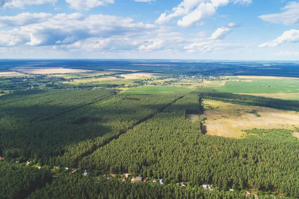 Paysage Rural Vue Aérienne Vue Des Champs Labourés Verts Forêt — Photo