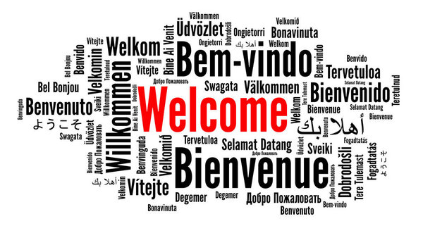Welcome word cloud in different languages 