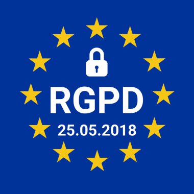 Fransızca Rgpd denilen Gdpr işareti illüstrasyon