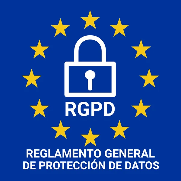 Gdpr Signo Ilustração Chamada Rgpd Língua Espanhola — Fotografia de Stock