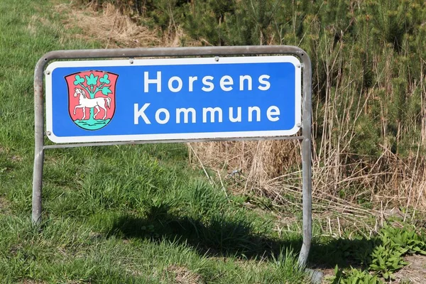 Horsens Municipality Road Sign Denmark — Stock Photo, Image