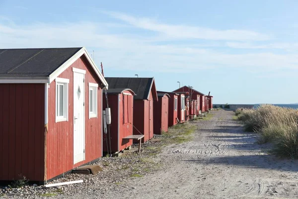 Kırmızı Balıkçı Kulübeleri Skagen Danimarka — Stok fotoğraf