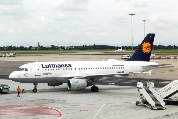 Lyon Franz Juni 2018 Lufthansa Airbus Flughafen Lyon Saint Exupery — Stockfoto
