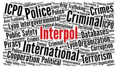 Interpol kelime bulutu illüstrasyon