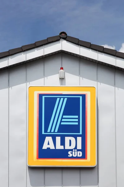 Blankenheim Deutschland Juli 2017 Aldi Sud Logo Einer Wand Aldi — Stockfoto