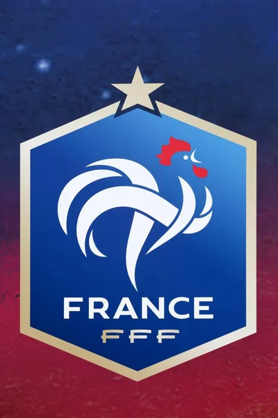 Латте Франция Июля 2018 Года Эмблема Сборной Франции Футболу Стене — стоковое фото