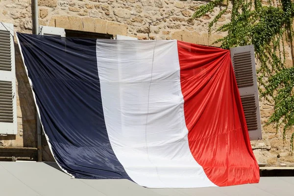 Drapeau Français Une Fenêtre Pendant Coupe Monde Football 2018 — Photo