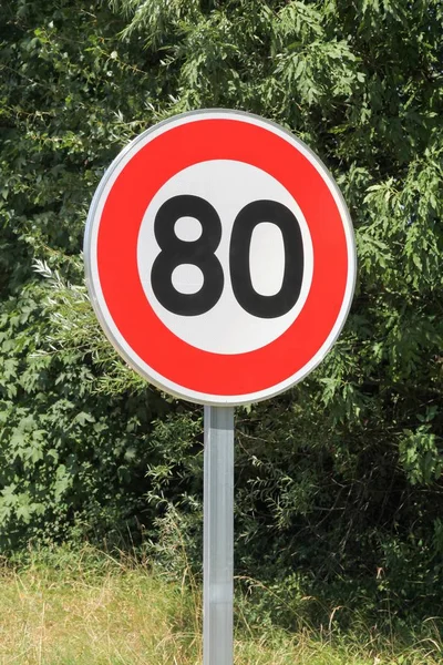 Speed Limit Trafik Skylt Vägen Frankrike — Stockfoto