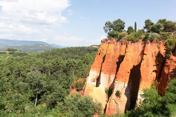 Falésias Vermelhas Aldeia Roussillon Provence França — Fotografia de Stock