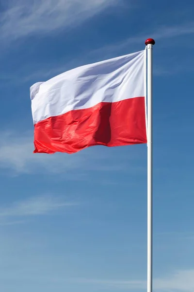 Drapeau Pologne Agitant Dans Ciel — Photo