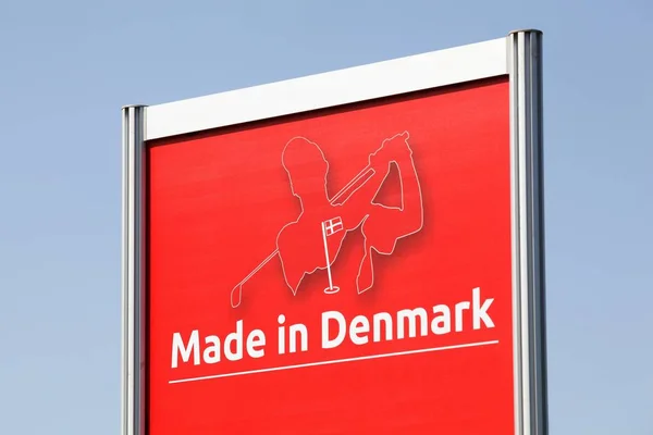 Himmerland Δανία Αυγούστου 2017 Έκανε Δανία Σημάδι Ένα Πάνελ Κατασκευάζονται — Φωτογραφία Αρχείου