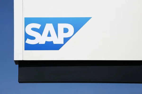 Aarhus Dänemark August 2018 Sap Logo Einer Wand Sap Ist — Stockfoto