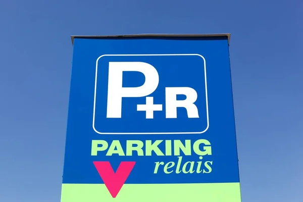 Park and ride car park sign in France