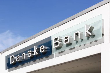 Viby, Danimarka - 7 Ekim 2018: Danske bank Danimarka'da bina. Danimarka en büyük Bankası ve Kuzey Avrupa bölgesinde büyük perakende Bankası Danske bank olduğunu 