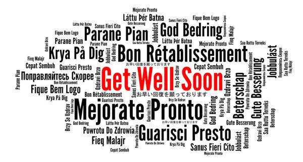 Get well soon word cloud in different languages