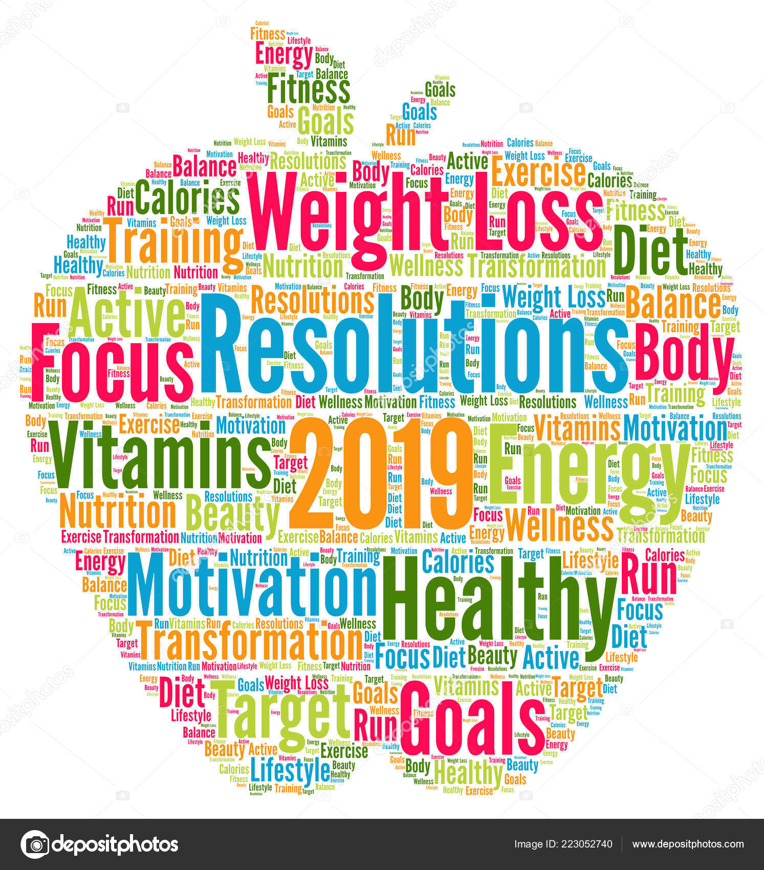 Resolutionen 2019 Gesundheit Wortwolke — Stockfoto ...