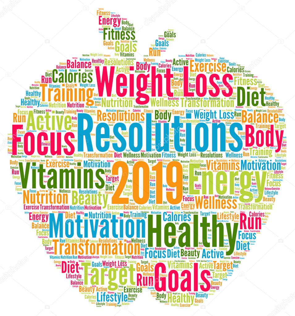 Resolutions 2019 health word cloud 