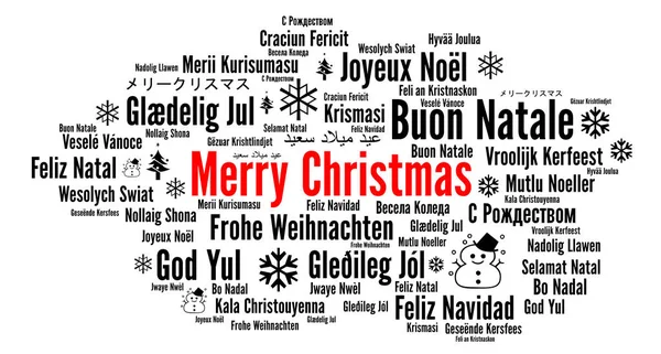 Vrolijk Kerstfeest Verschillende Talen Word Cloud — Stockfoto
