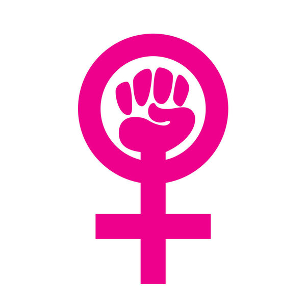 Female symbol fist with a white background