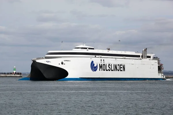 Aarhus Dinamarca Junio 2018 Ferry Molslinjen Puerto Aarhus Molslinjen Una — Foto de Stock