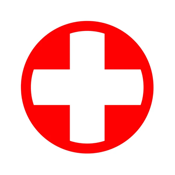在一个红色的圆圈医疗白色十字符号 — 图库照片