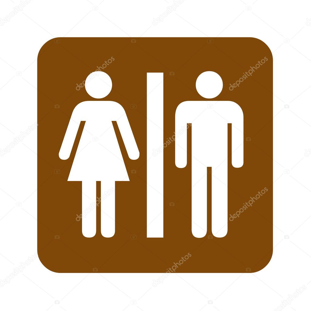 Brown restrooms recreational sign