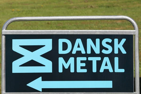 Hobro Denmark May 2018 Dansk Metal Sign Panel Danish Union — Stock Photo, Image