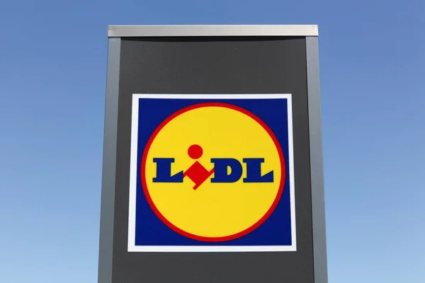 Decines Frankreich Juni 2019 Lidl Logo Auf Einer Tafel Lidl — Stockfoto