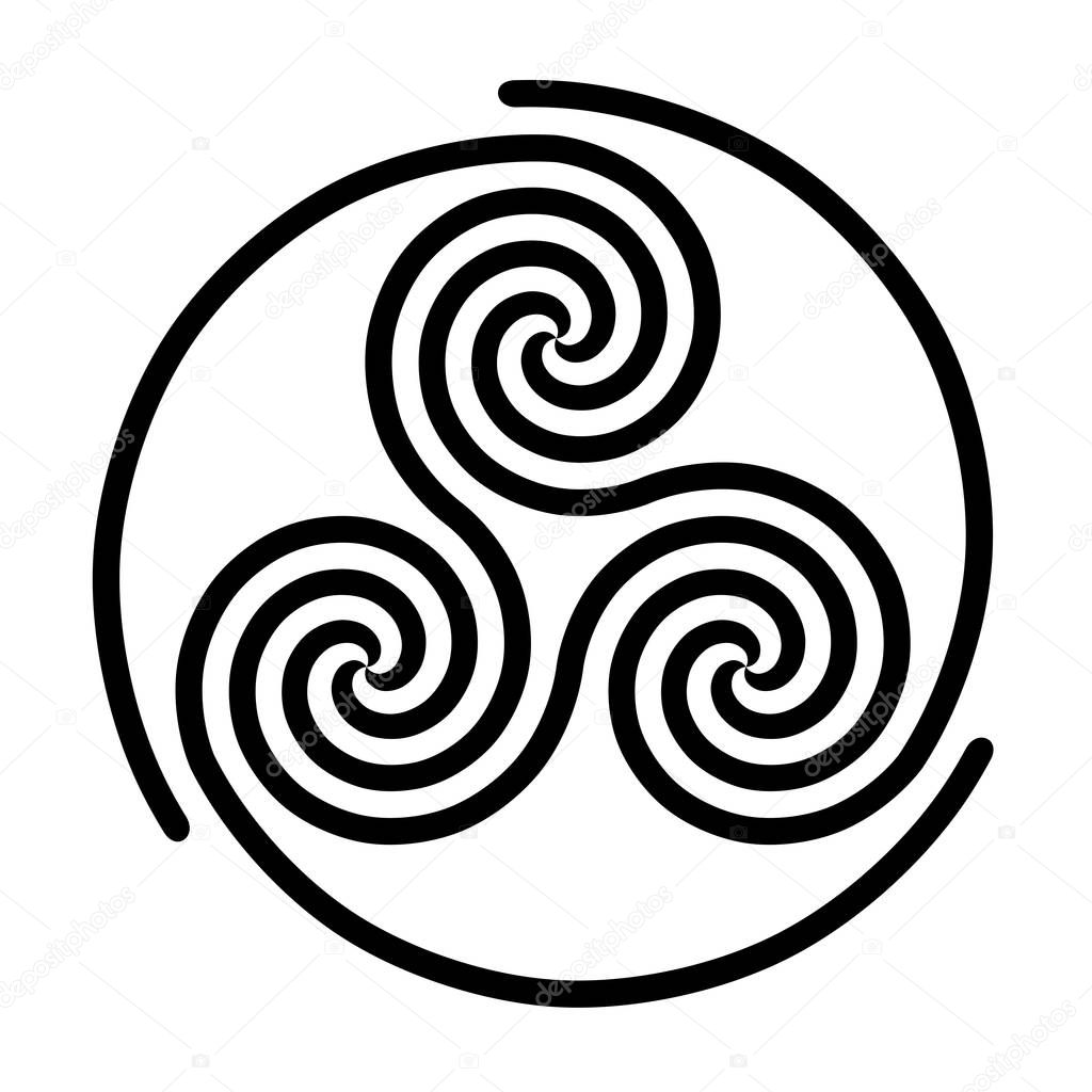 Triskelion symbol icon with a white background