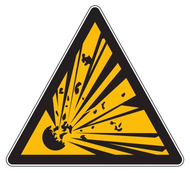 Sarı uyarı explosivive maddeler işareti