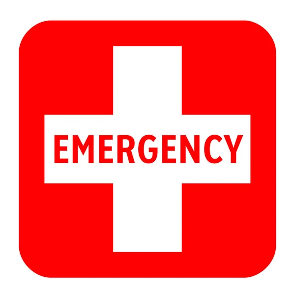 Cruz Blanca Médica Símbolo Emergencia Cuadrado Rojo —  Fotos de Stock