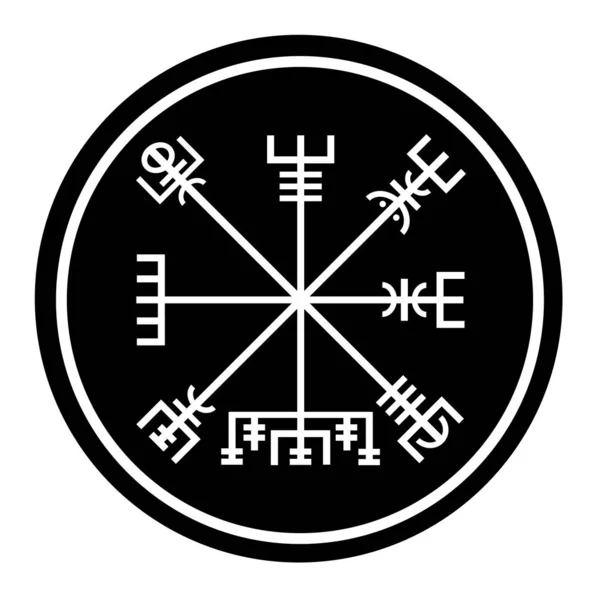 Σύμβολο Vegvisir Μαύρο Κύκλο — Φωτογραφία Αρχείου