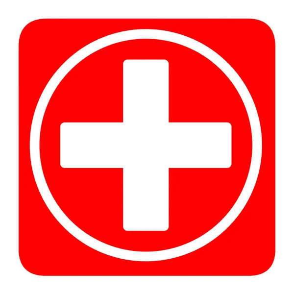 赤い正方形の医療白い十字架 — ストック写真
