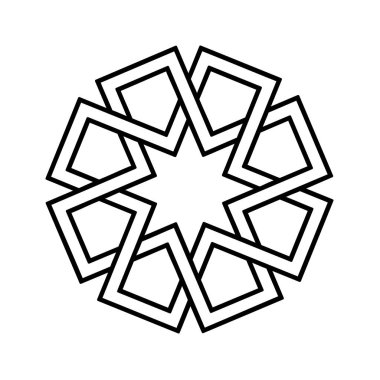 Beyaz arkaplan ile kufic desen sembolü 