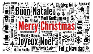 Farklı dillerde mutlu Noeller. 